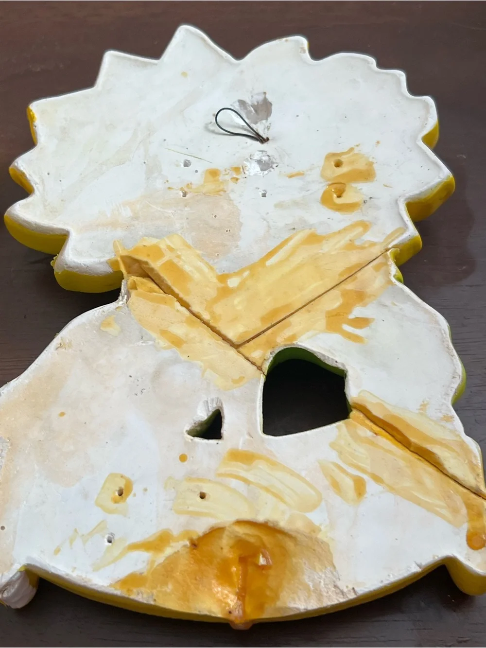 Sunflower Wall Plaque Pair - Yellow & Green Decorative Anthropomorphic *READ*